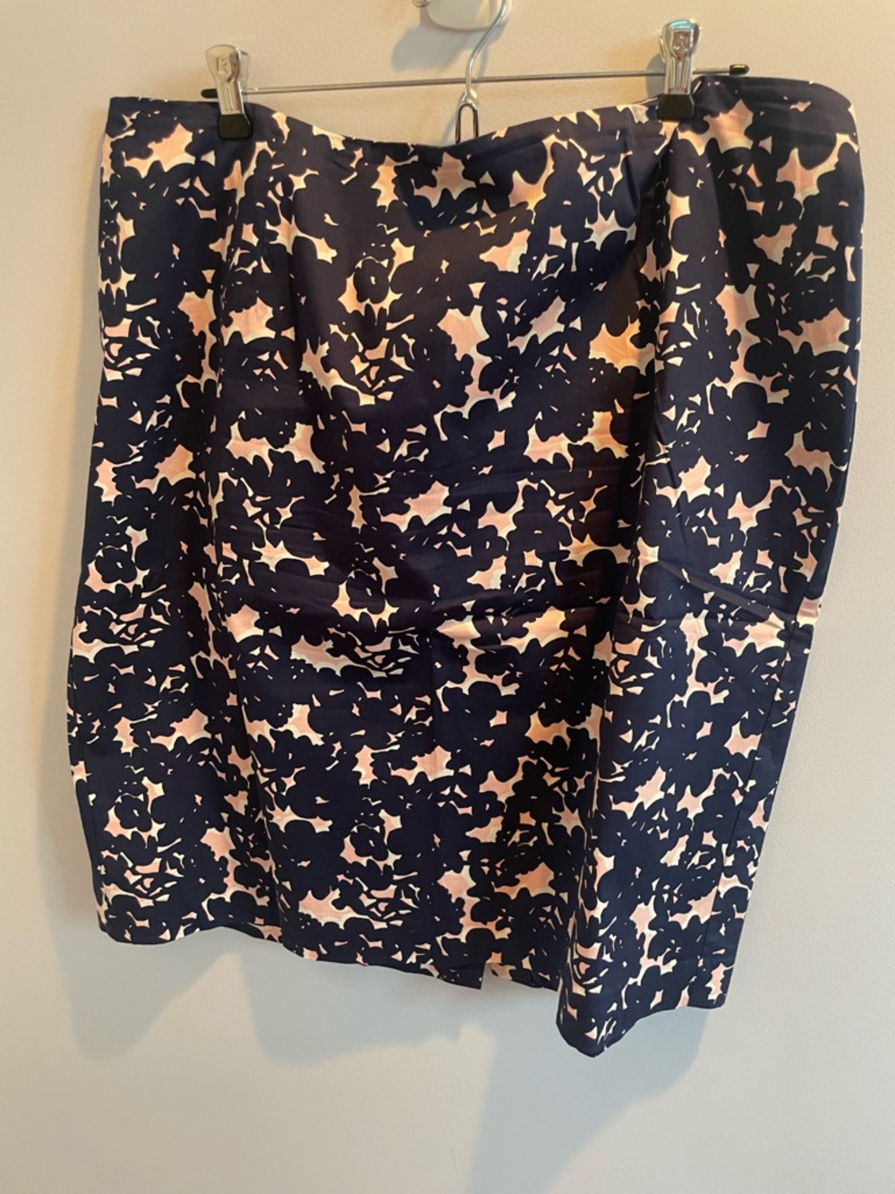Talbots Navy and Blush Floral Skirt
